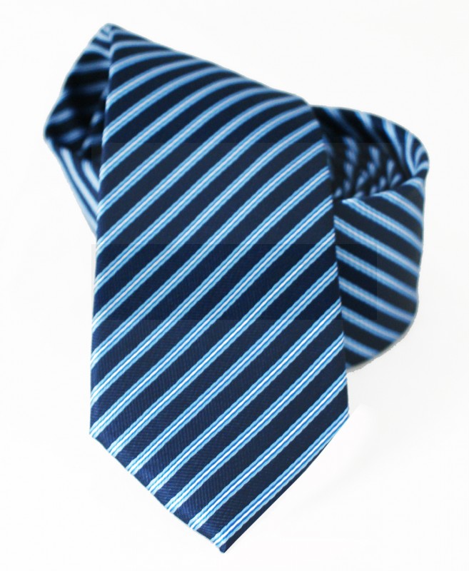 Goldenland Slim Krawatte - Blau Gestreift Gestreifte Krawatten